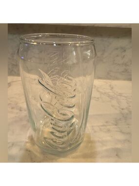 Coca cola can shaped clear glass. Vintage!